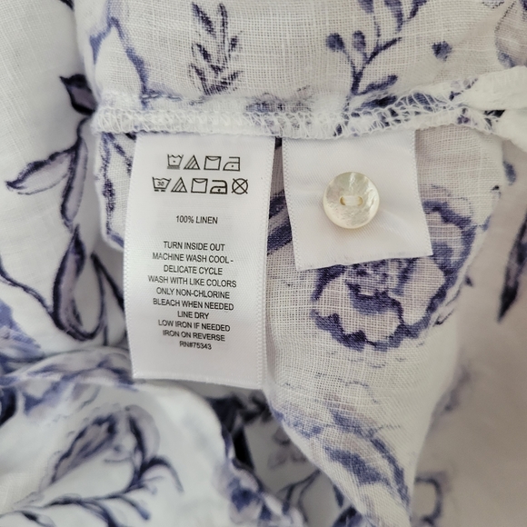 Cynthia Rowley 100% Linen Floral Hi-Low Cottagecore Blouse Shirts Top M - Picture 6 of 6